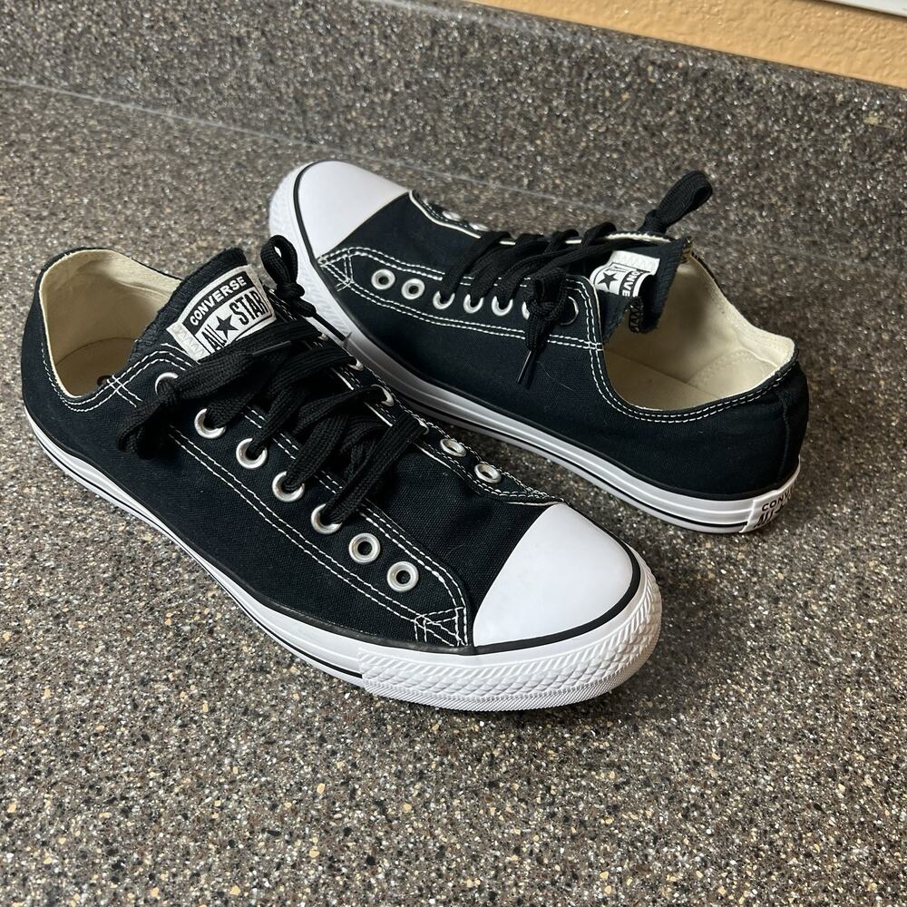 Converse All Star Classic Mens 9 Sneaker Shoe Lace Up Low Black Canvas Womens 11